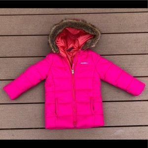 EUC Eddie Bauer hot pink winter puffer jacket